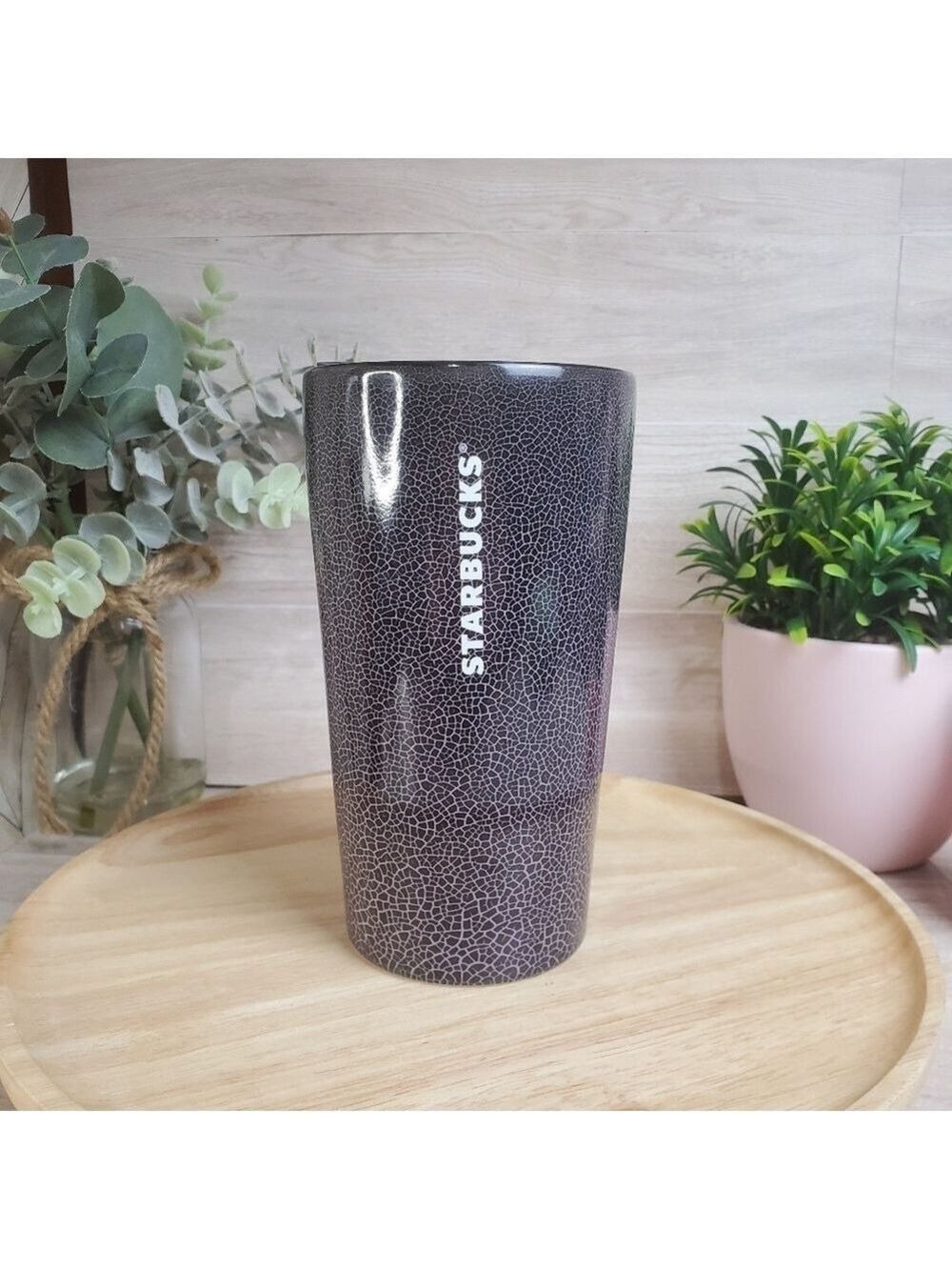 Starbucks Halloween 2021 Ceramic Black Purple Crackle Tumbler